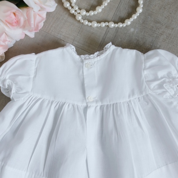 Smocked White Vintage Newborn Preemie Dress Feltman Brothers First Portraits - Picture 4 of 4